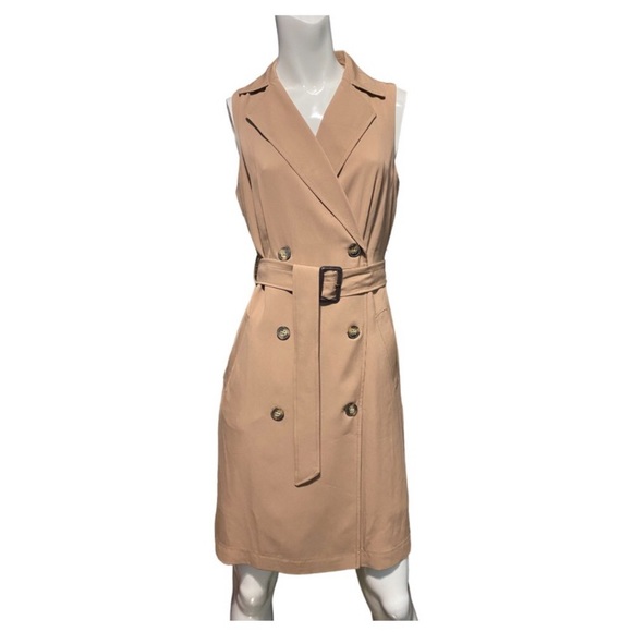NWT Classic Banana Republic Double Breasted Trench Dress, Color: Tan, & Size: 16 - Picture 4 of 5